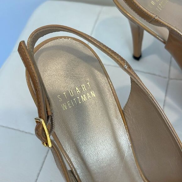 Stuart Weitzman Camel Slingback Heel Size 10 - Picture 2 of 9